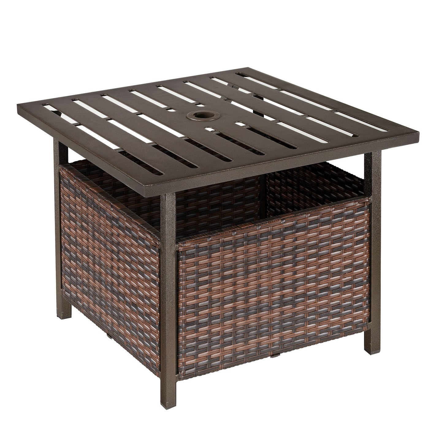 Outdoor Rattan Patio Coffee Table- Brown