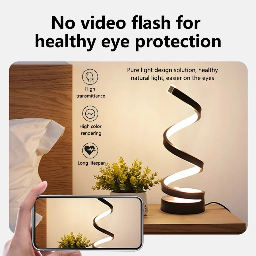 Spiral LED Night Light USB, Dimmable 3-Color