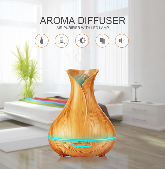 Humidifier with 7 LED presets for Home / Rooms - Black & Gold