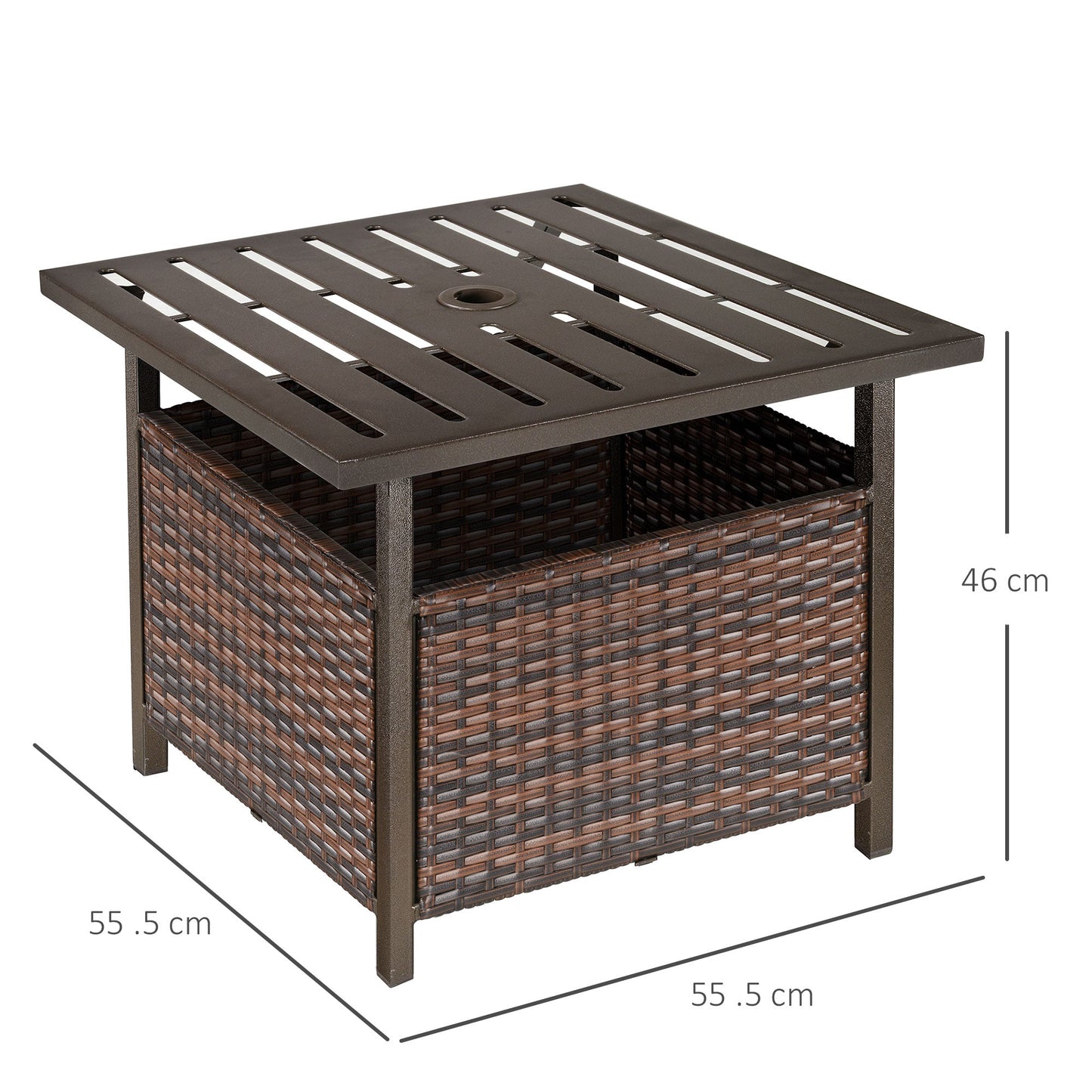 Outdoor Rattan Patio Coffee Table- Brown
