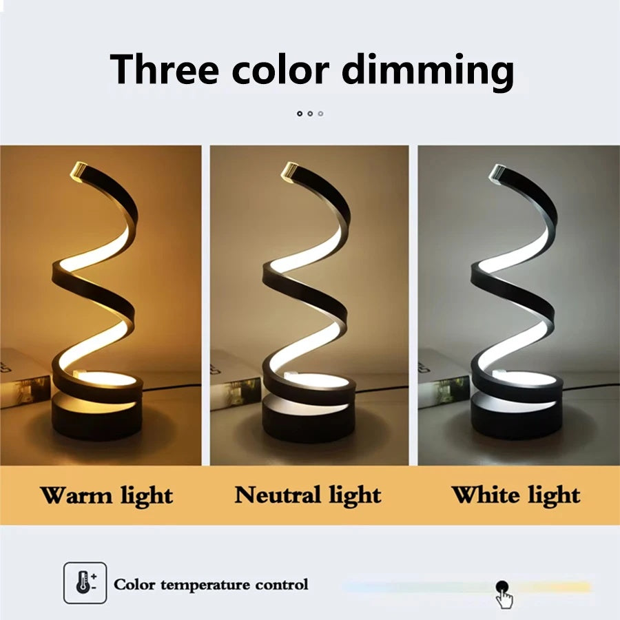 Spiral LED Night Light USB, Dimmable 3-Color
