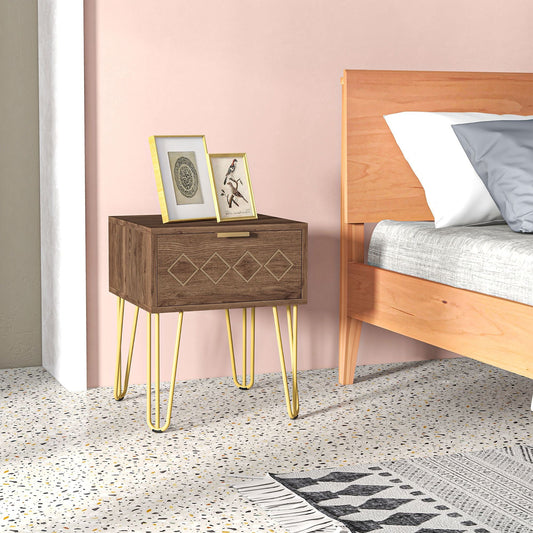 Wooden Bedside Table - Faded Wood Effect