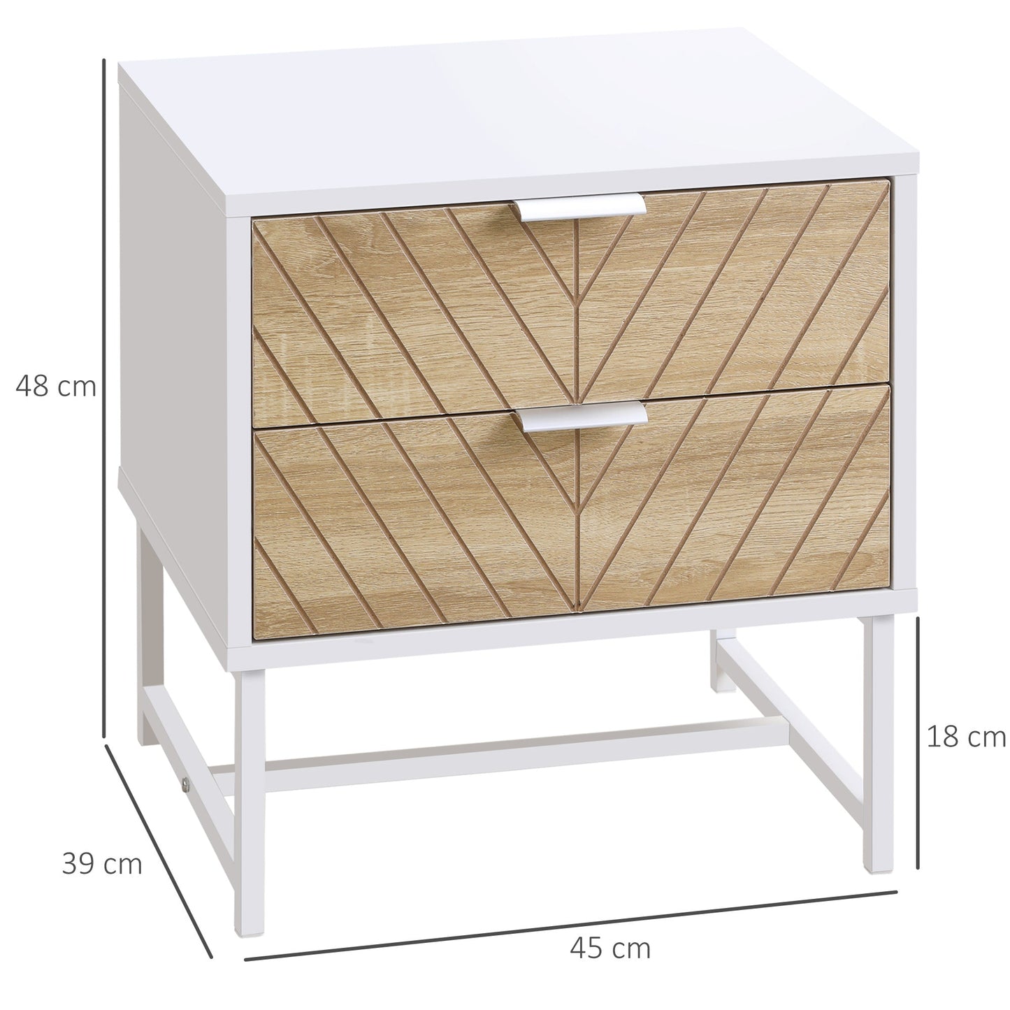 Modern Bedside Table  - White and Oak