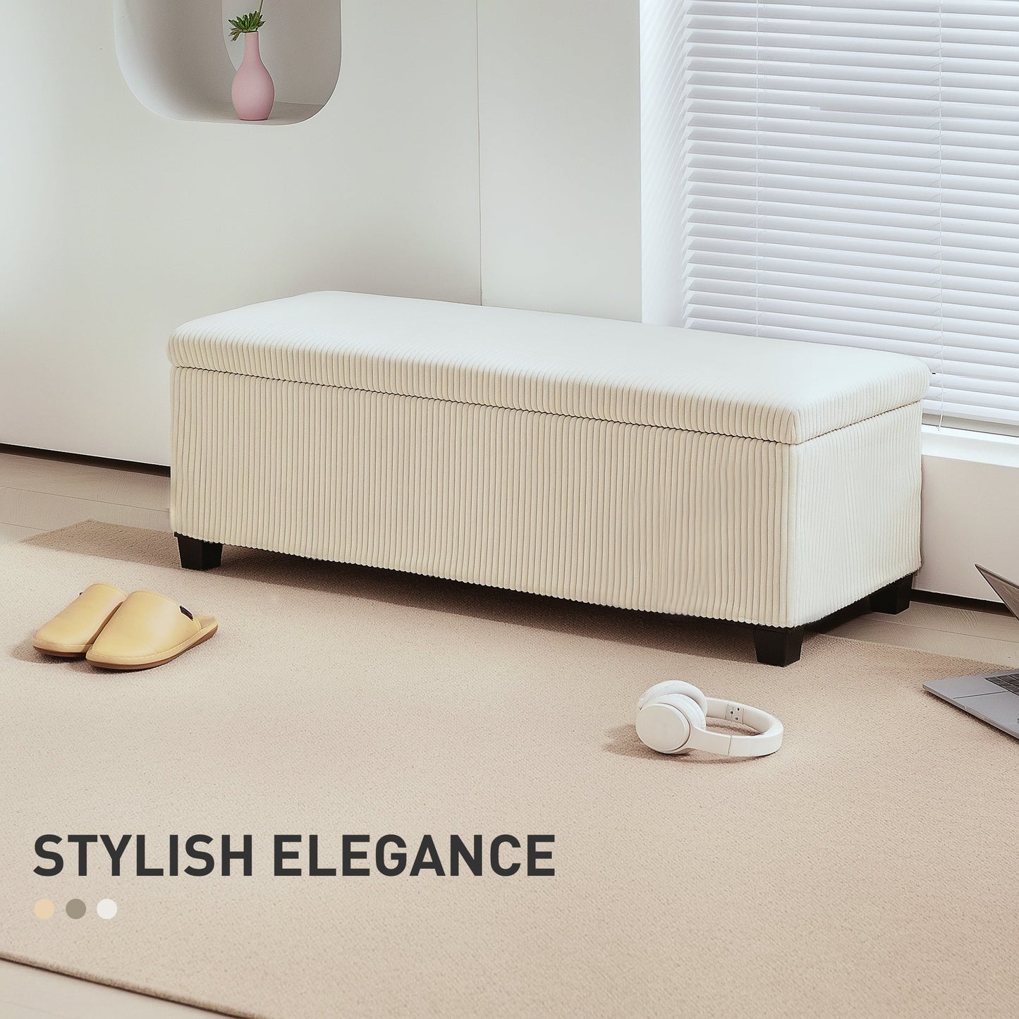 Storage Ottoman Bench, with Removable Lid