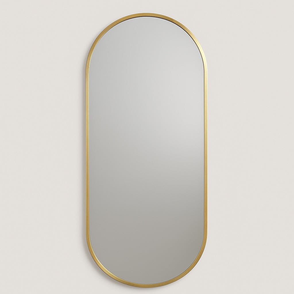 Full Length Gold Metal Runway Oval Mirror