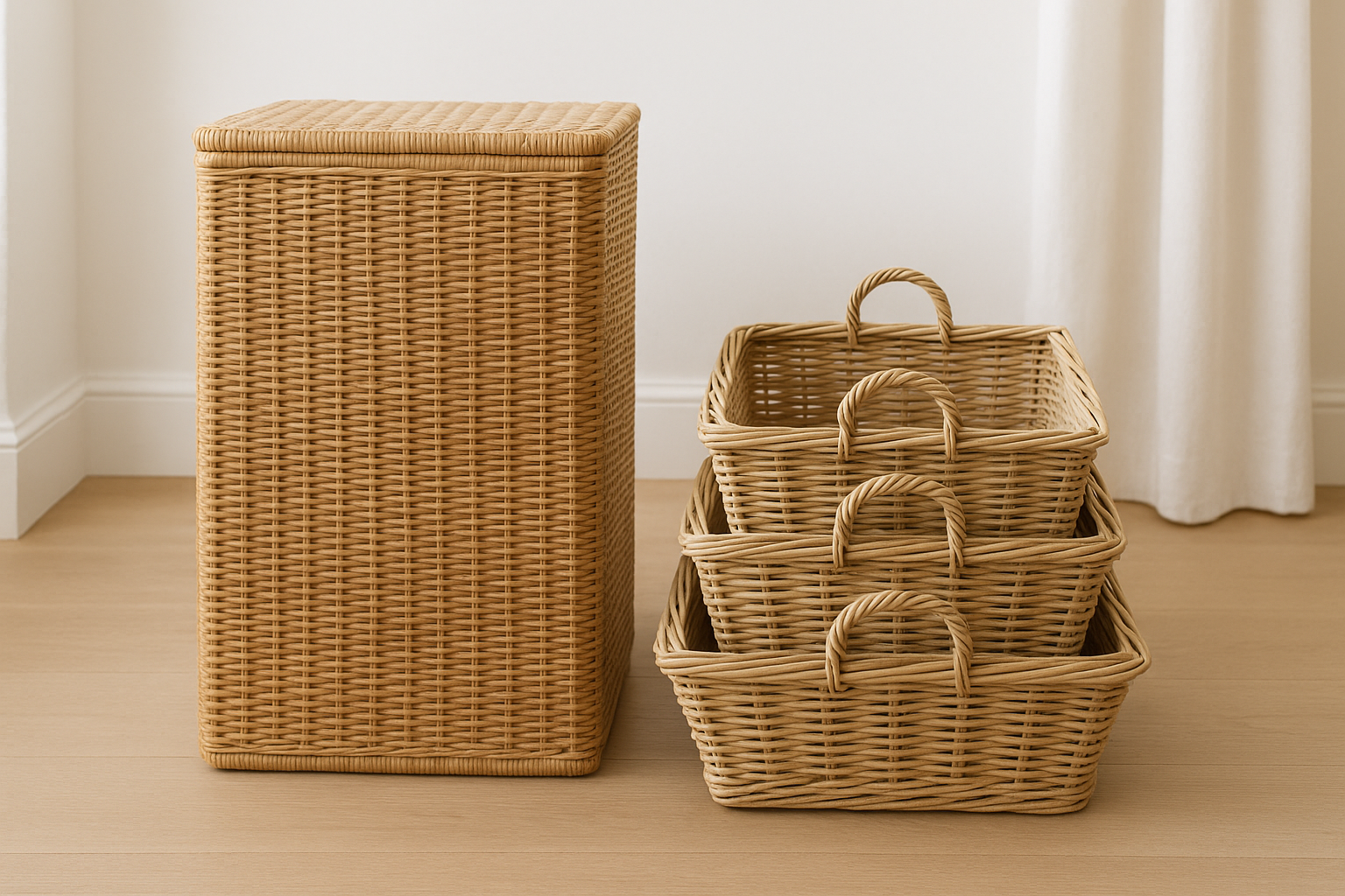 nooo the laundry basket is alone and make sure to make a bit tall and next to it is the set of 4