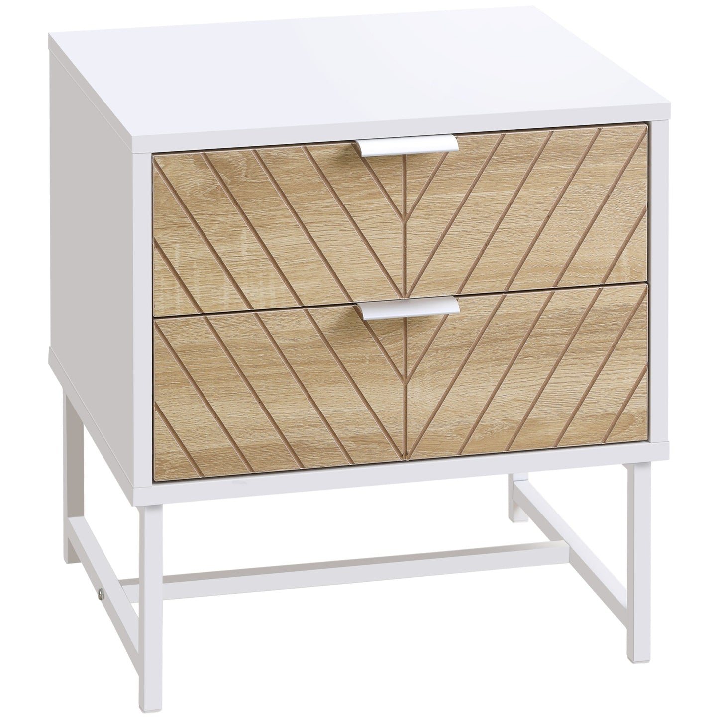 Modern Bedside Table  - White and Oak